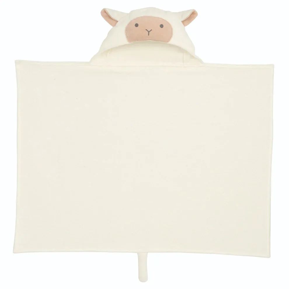 Cream Lambie Hooded Baby Bath Wrap