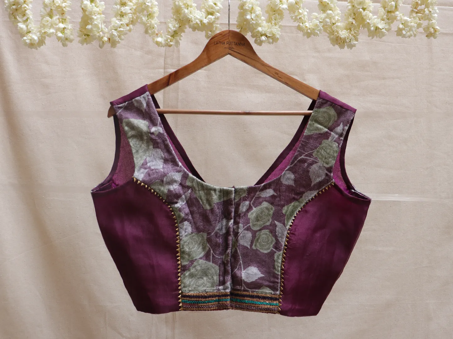 Dark Purple velvet Hand embroidery blouse