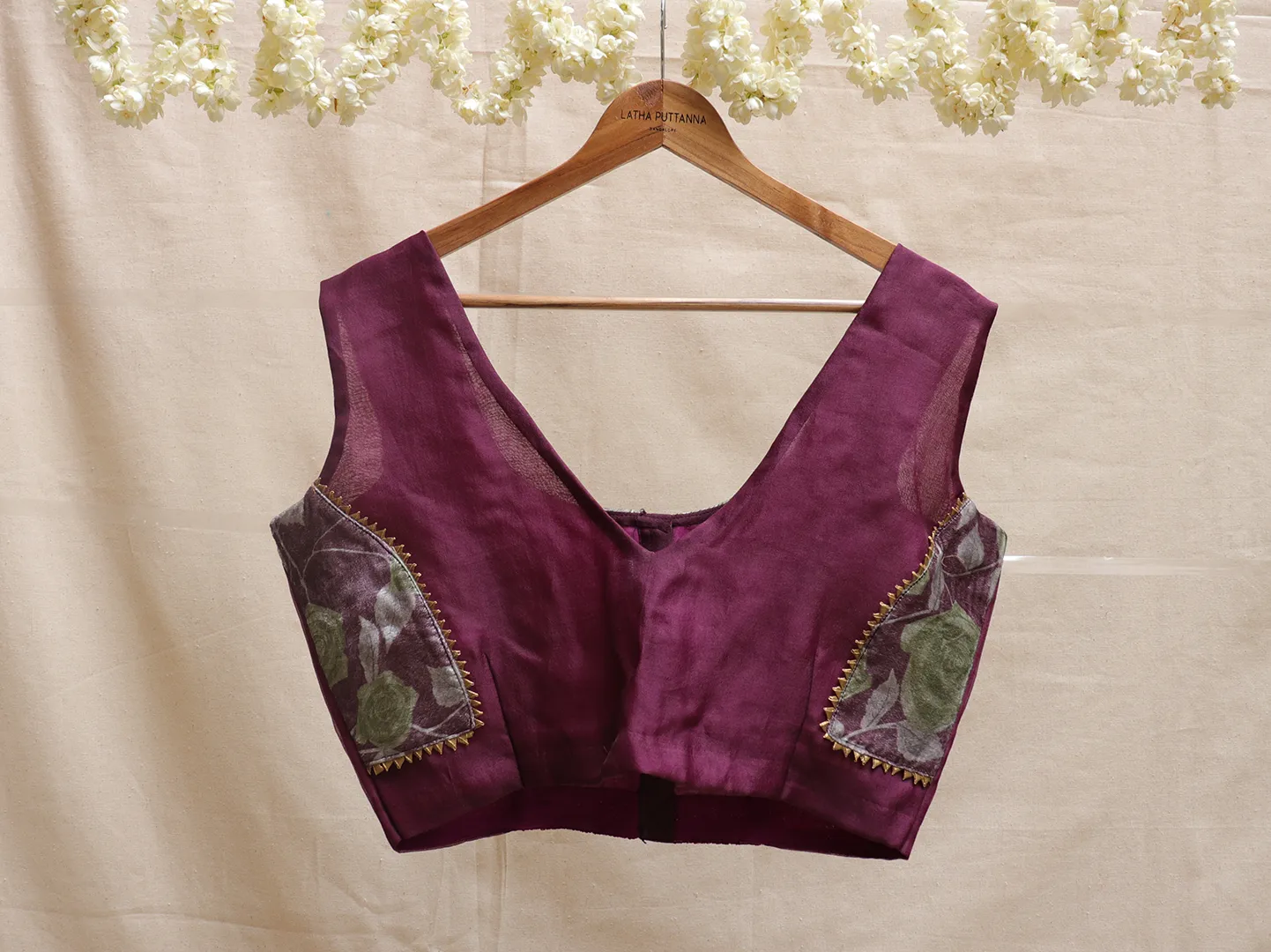 Dark Purple velvet Hand embroidery blouse