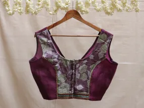 Dark Purple velvet Hand embroidery blouse