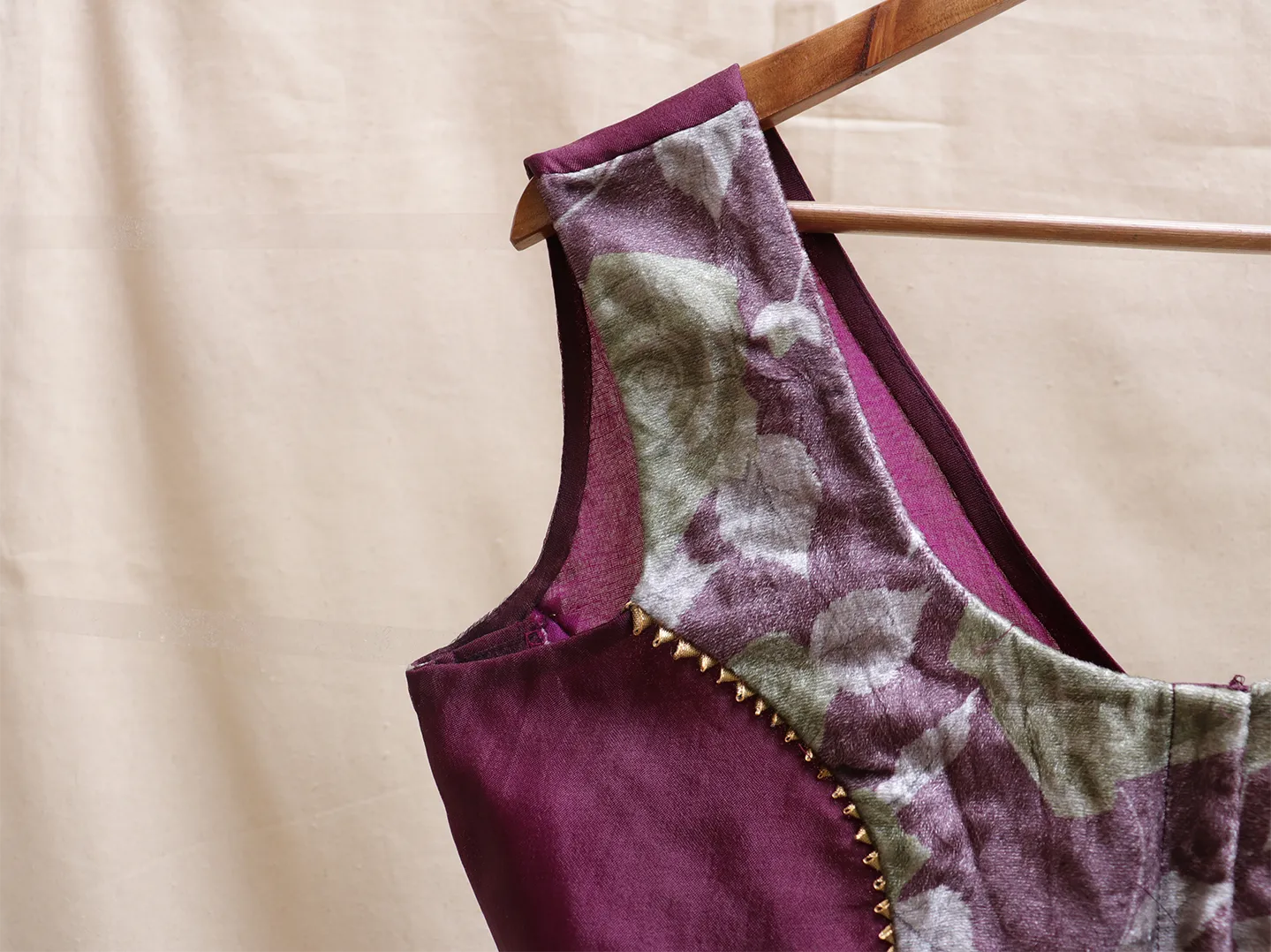 Dark Purple velvet Hand embroidery blouse