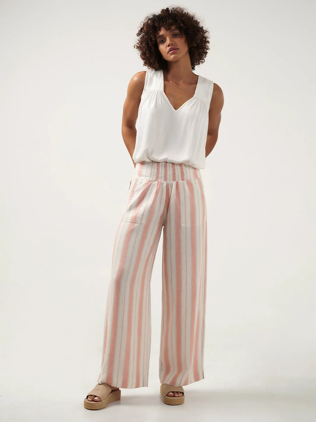 Del Mar Linen Blend Pants Blush