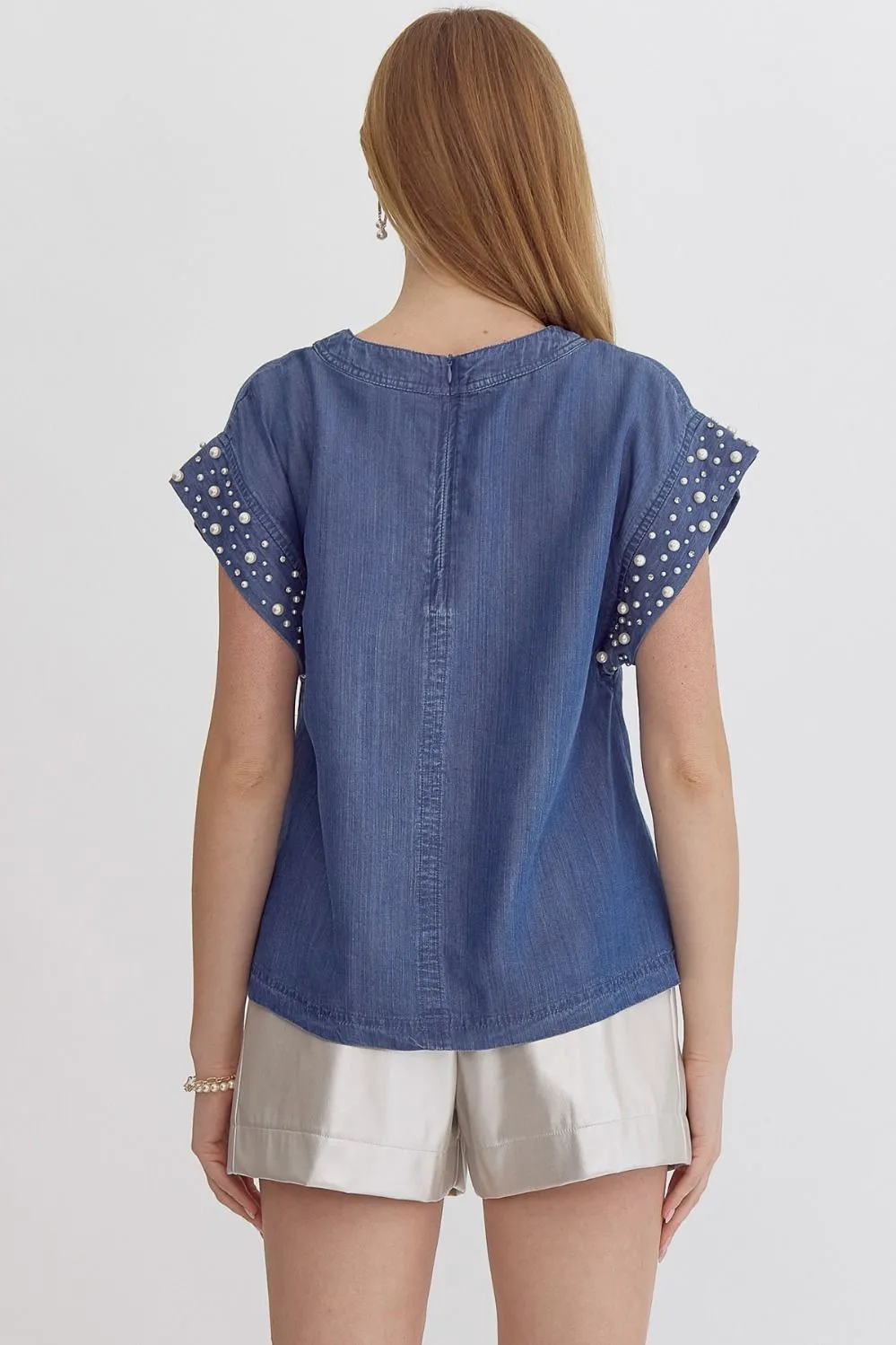 Denim Round Neck Top