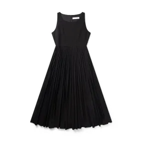 dress pleated midi underdress - black