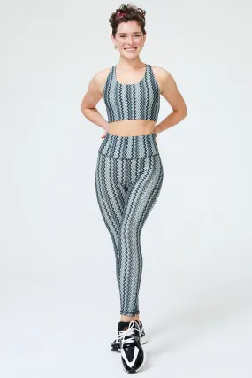 DuoKnit Leggings in Black and White Zig Zag