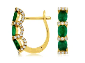 Emerald and Diamond Huggie Earrings