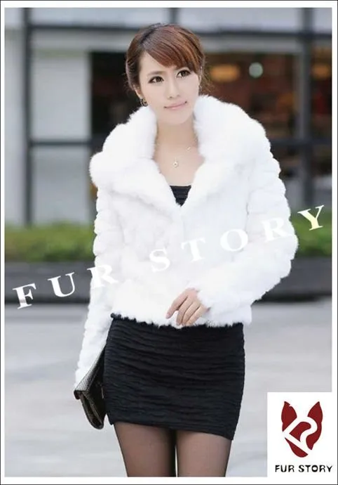 Genuine Fur Coat Real Rabbit Fur Coat with Fox Fur Collar Overcoat Jacket Ladies' Garment Elegant 6 Colors FS010133