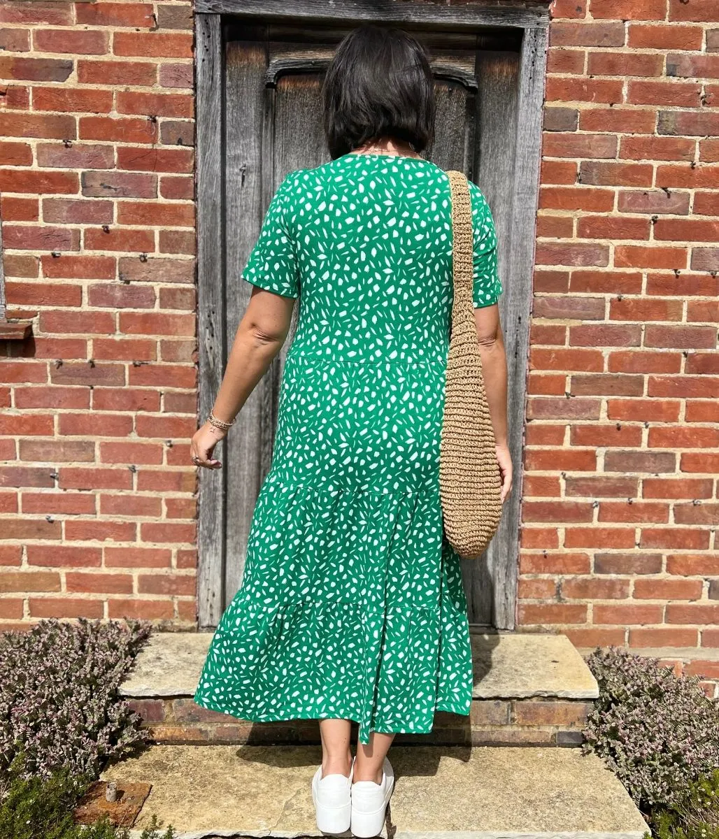 Green Tiered Confetti Smock Dress