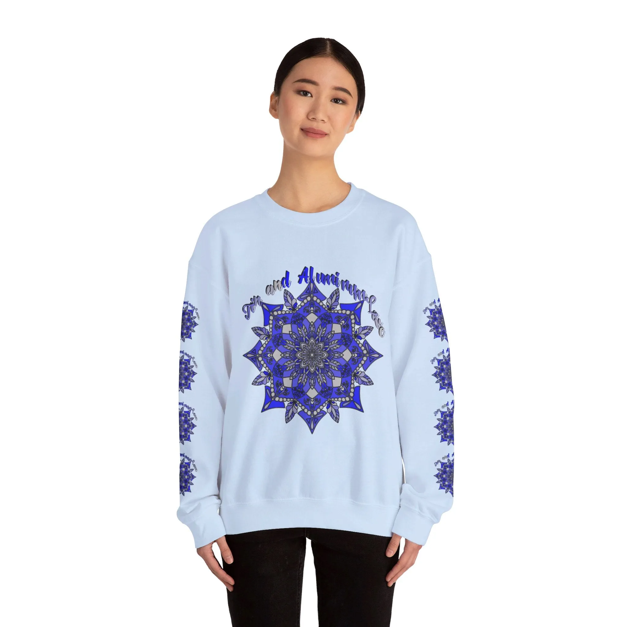 Handmade Mandala Design Unisex Sweatshirt - 10th Anniversary Tin and Aluminum Love