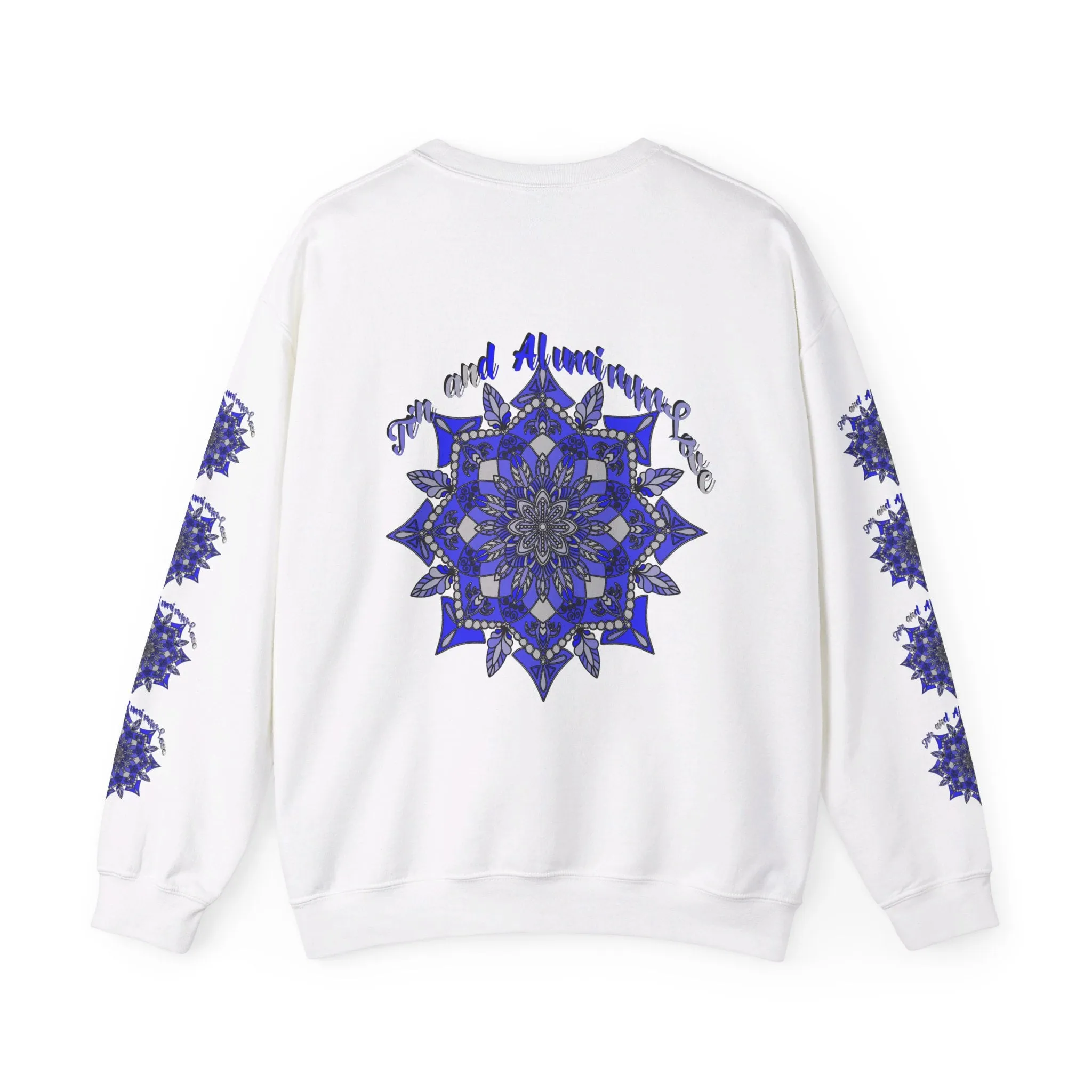 Handmade Mandala Design Unisex Sweatshirt - 10th Anniversary Tin and Aluminum Love