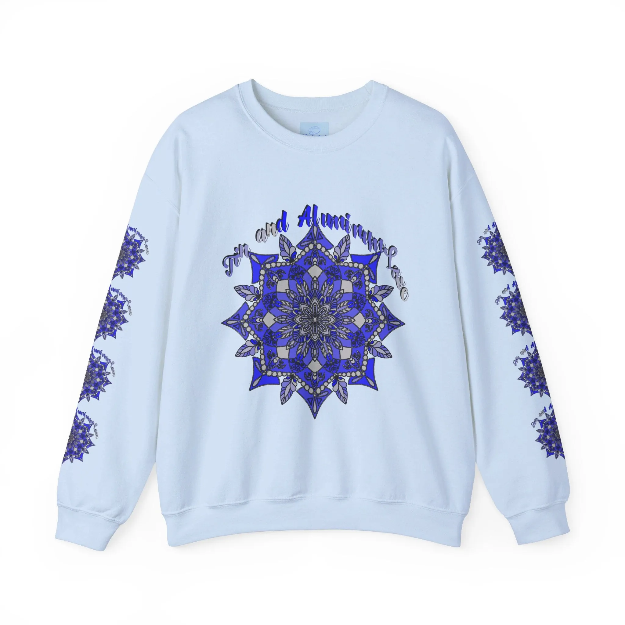 Handmade Mandala Design Unisex Sweatshirt - 10th Anniversary Tin and Aluminum Love