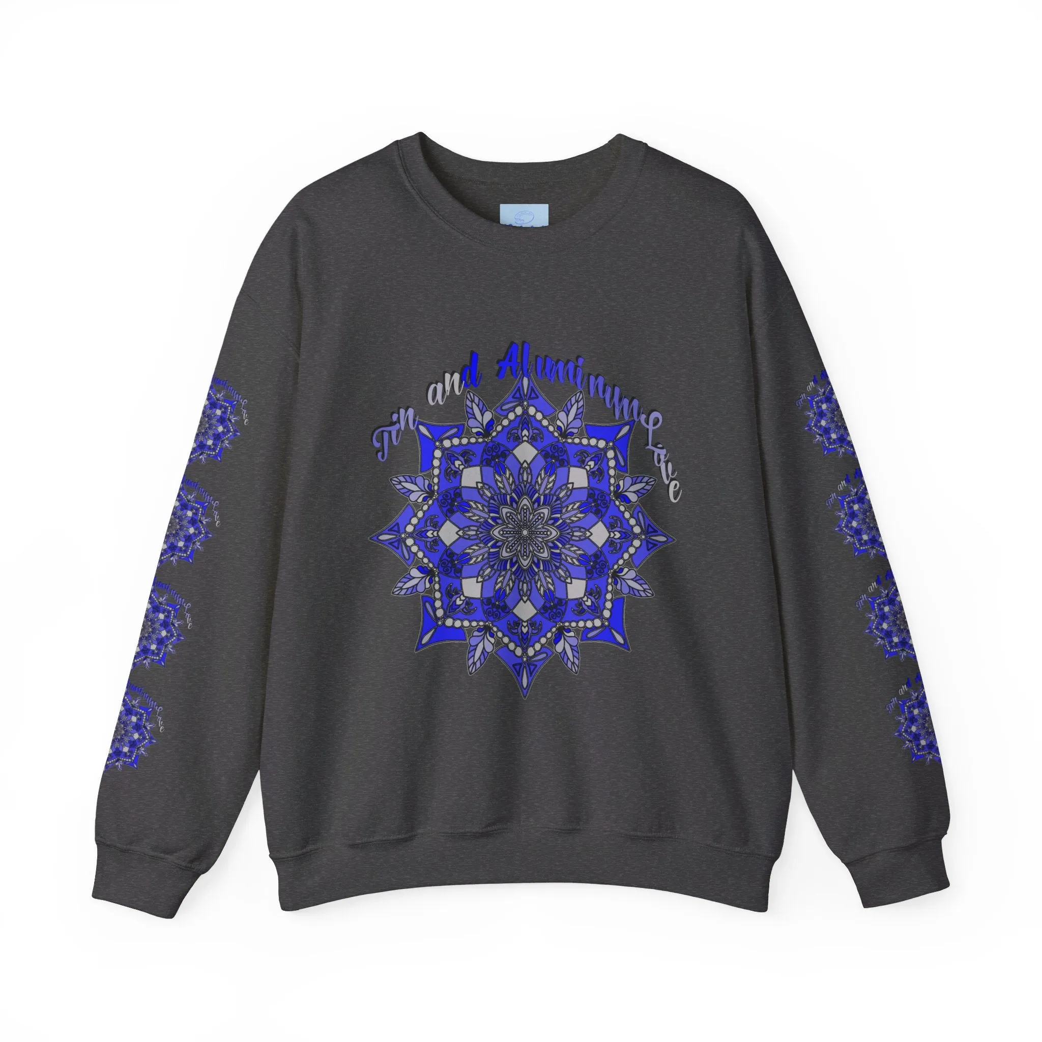 Handmade Mandala Design Unisex Sweatshirt - 10th Anniversary Tin and Aluminum Love