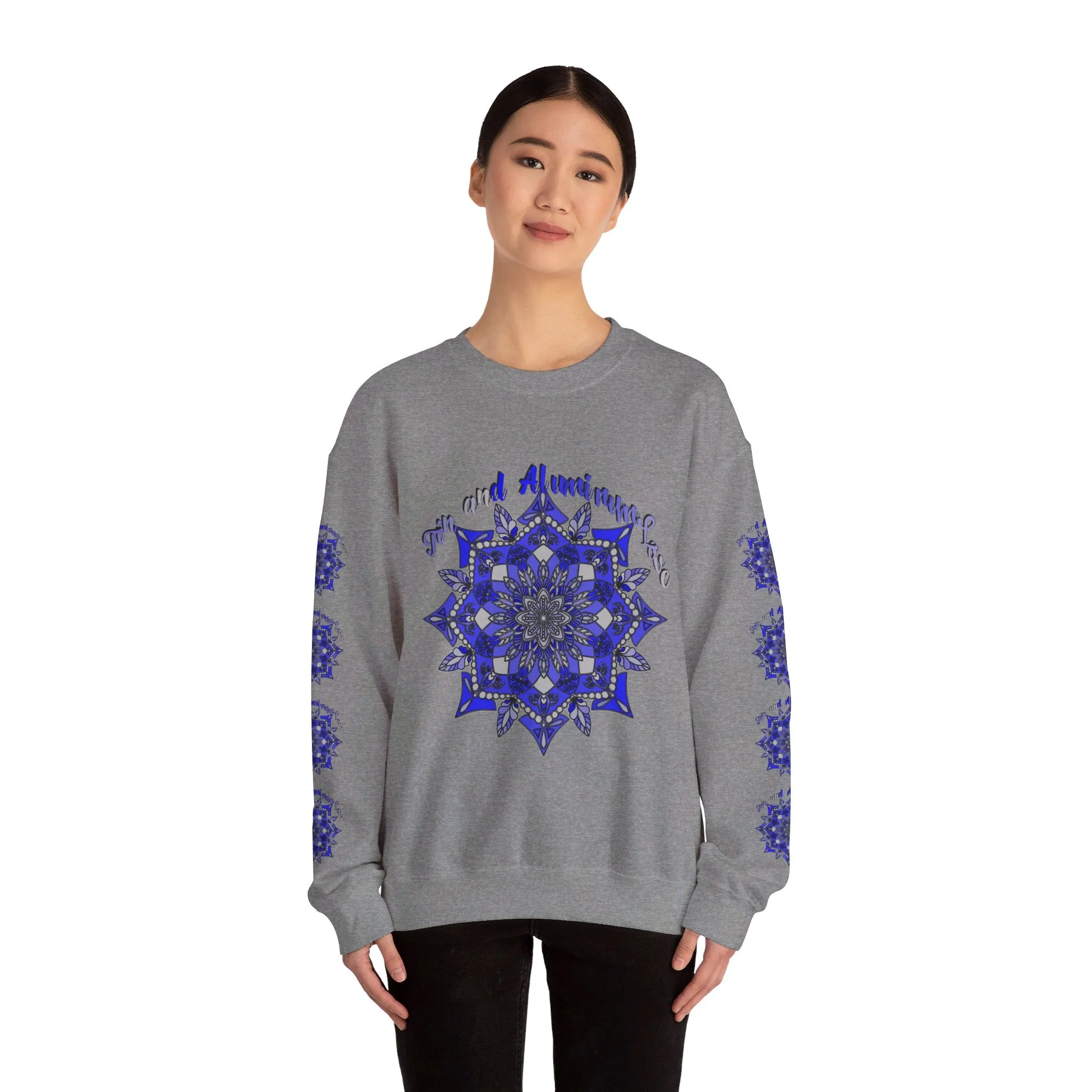 Handmade Mandala Design Unisex Sweatshirt - 10th Anniversary Tin and Aluminum Love