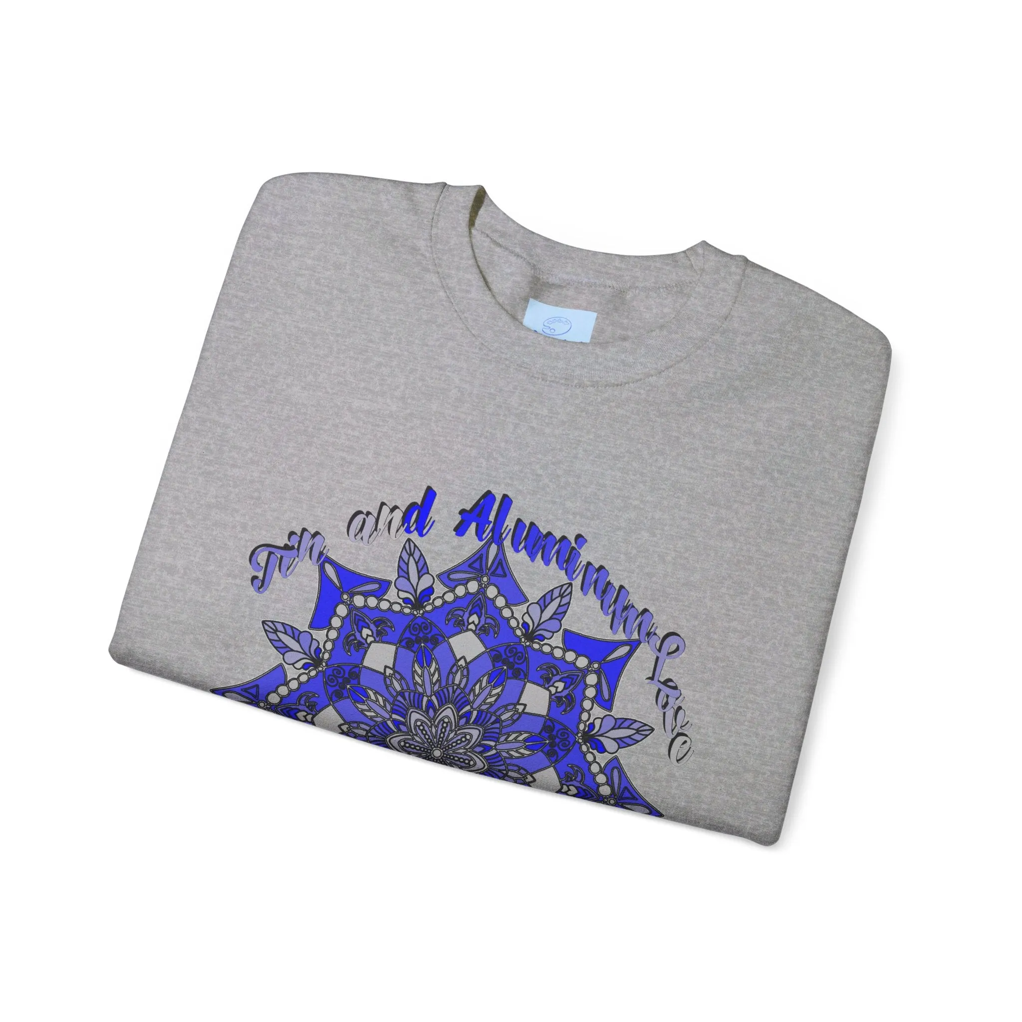 Handmade Mandala Design Unisex Sweatshirt - 10th Anniversary Tin and Aluminum Love