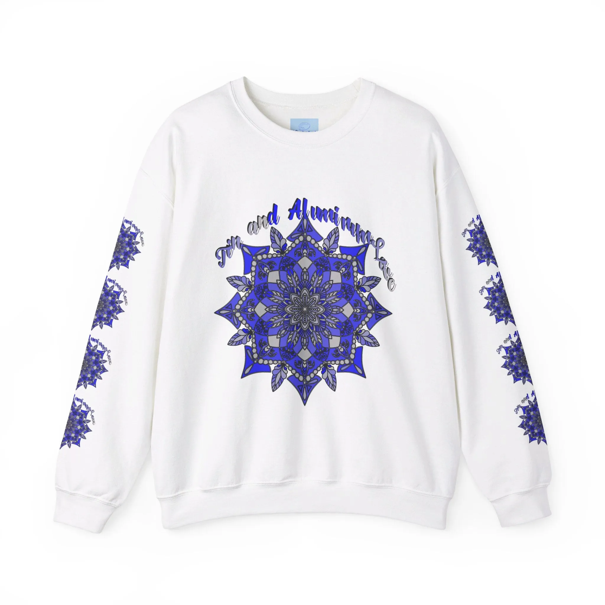 Handmade Mandala Design Unisex Sweatshirt - 10th Anniversary Tin and Aluminum Love