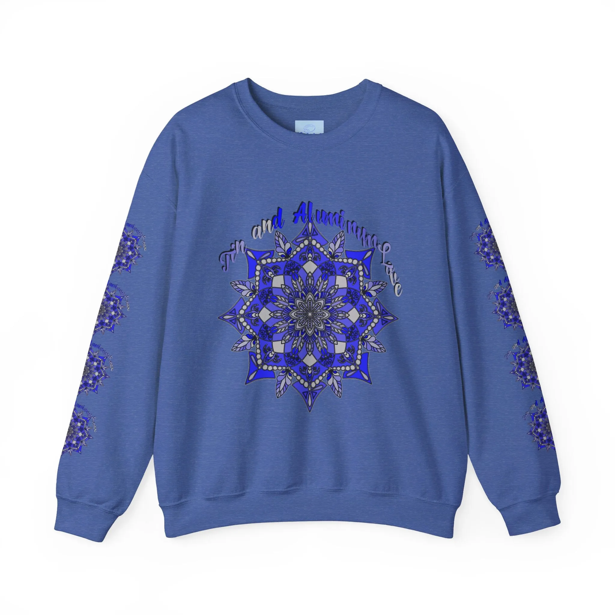 Handmade Mandala Design Unisex Sweatshirt - 10th Anniversary Tin and Aluminum Love