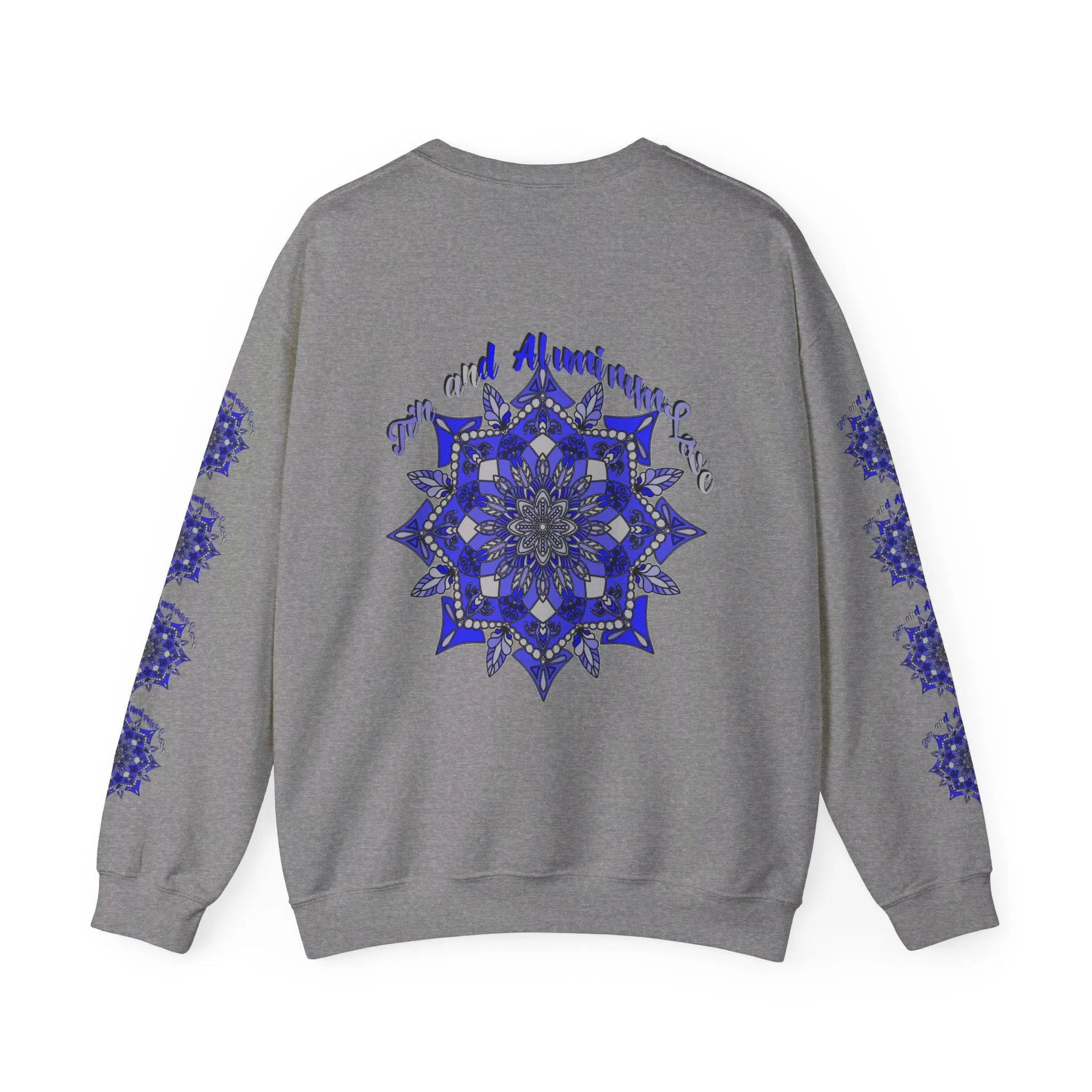 Handmade Mandala Design Unisex Sweatshirt - 10th Anniversary Tin and Aluminum Love