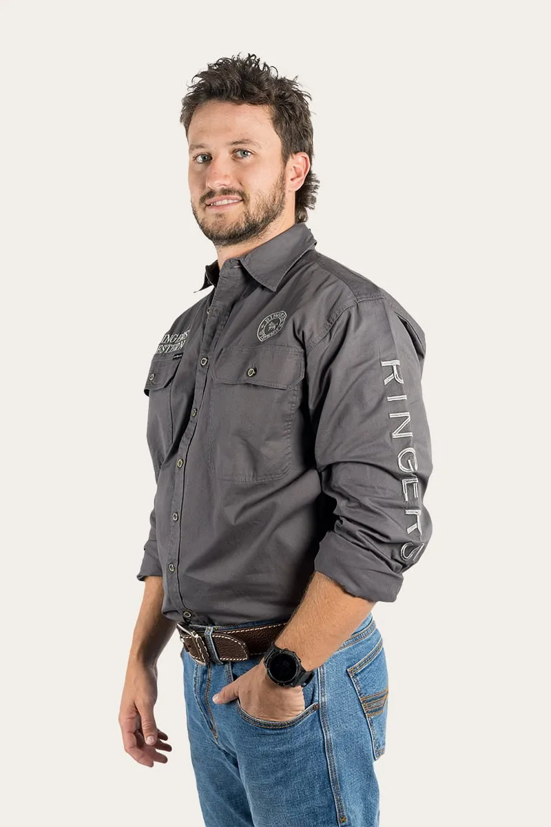 Hawkeye Mens Full Button Work Shirt - Magnum/Ultimate Grey