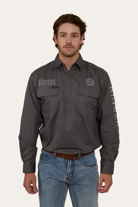 Hawkeye Mens Half Button Work Shirt - Magnum/Ultimate Grey