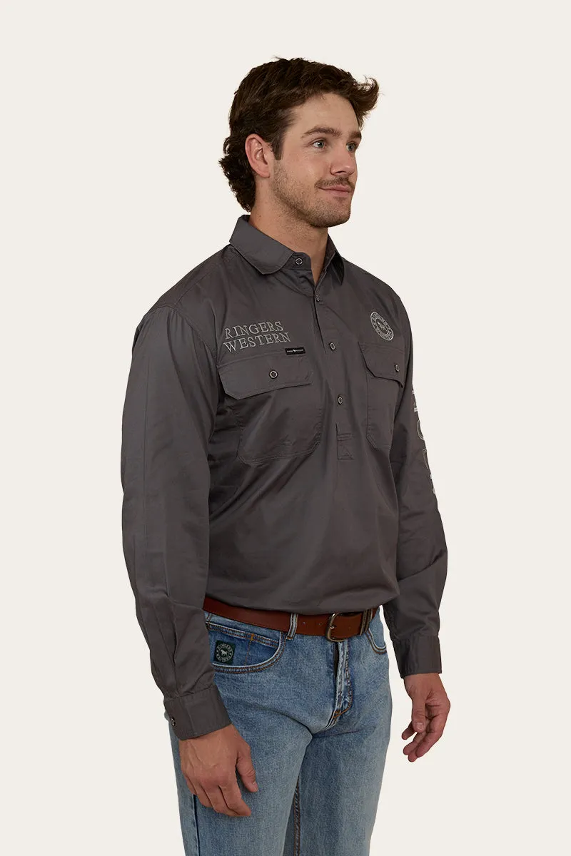 Hawkeye Mens Half Button Work Shirt - Magnum/Ultimate Grey