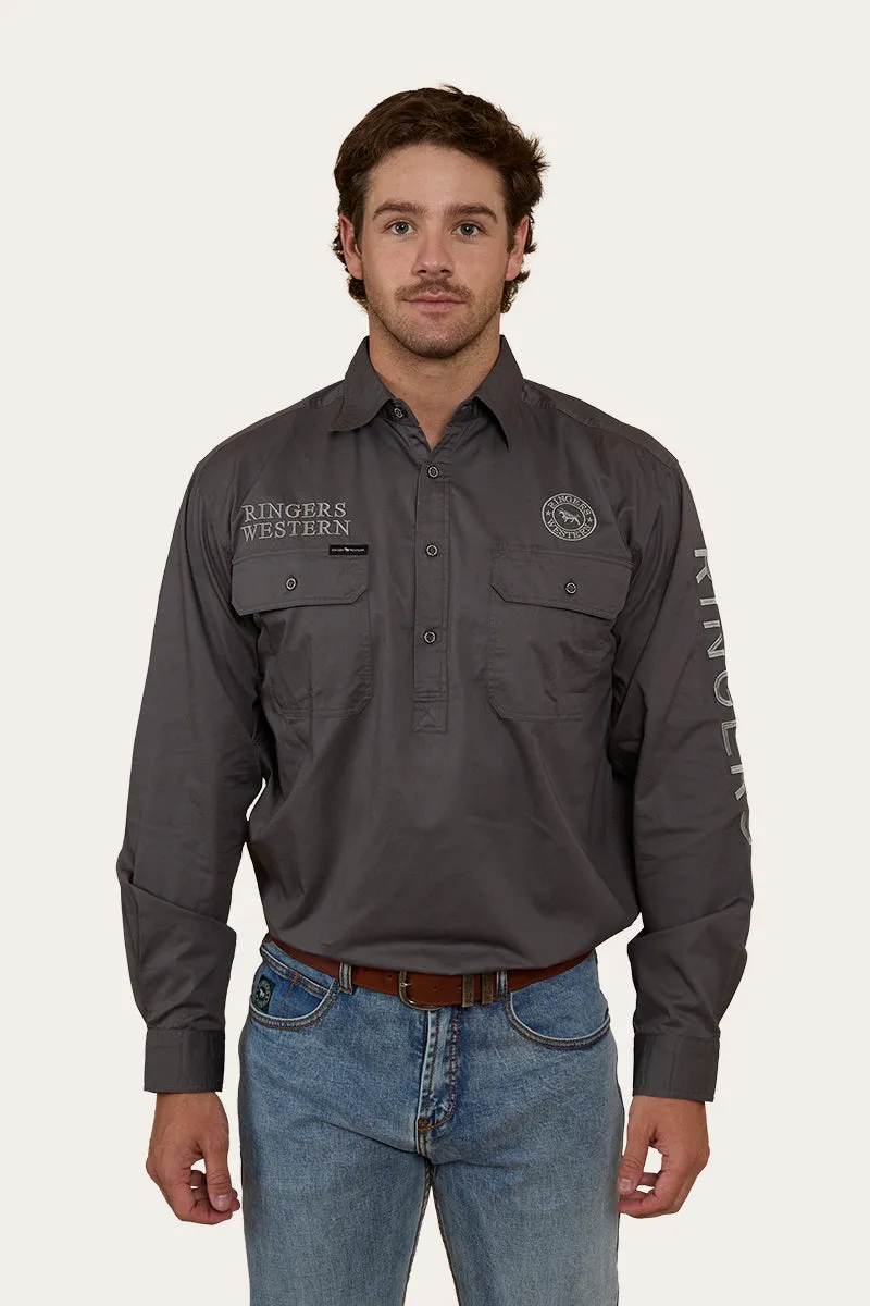 Hawkeye Mens Half Button Work Shirt - Magnum/Ultimate Grey