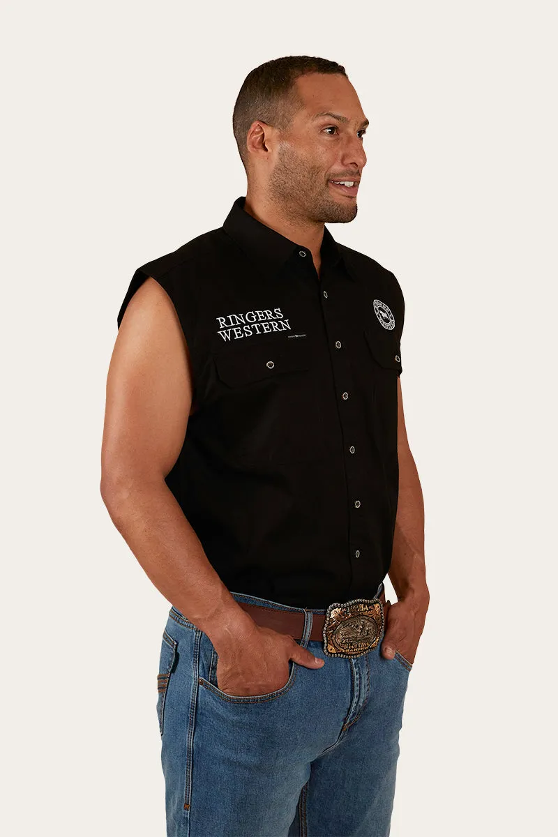 Hawkeye Mens Sleeveless Work Shirt - Black/White