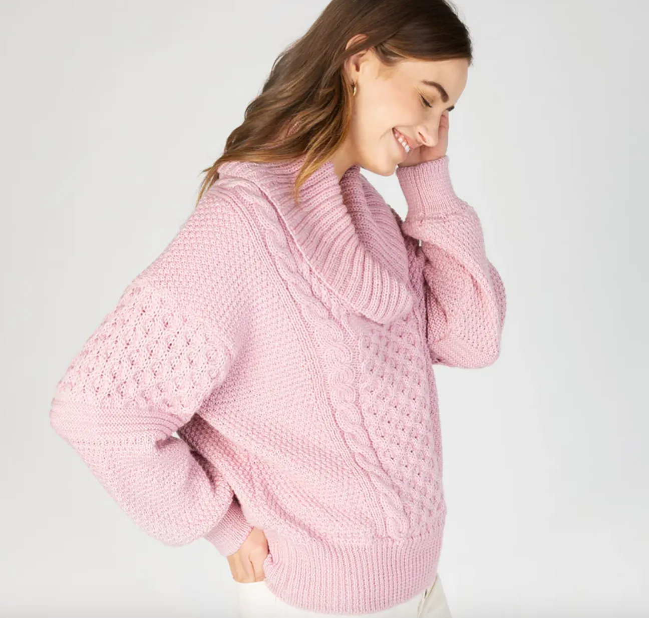 Irelands Eye Knitwear Knitted Shawl | Pink   Sage