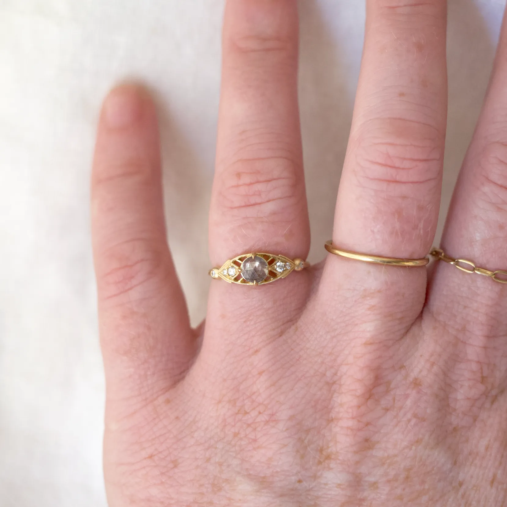 Isadora Ring with Salt and Pepper Diamond