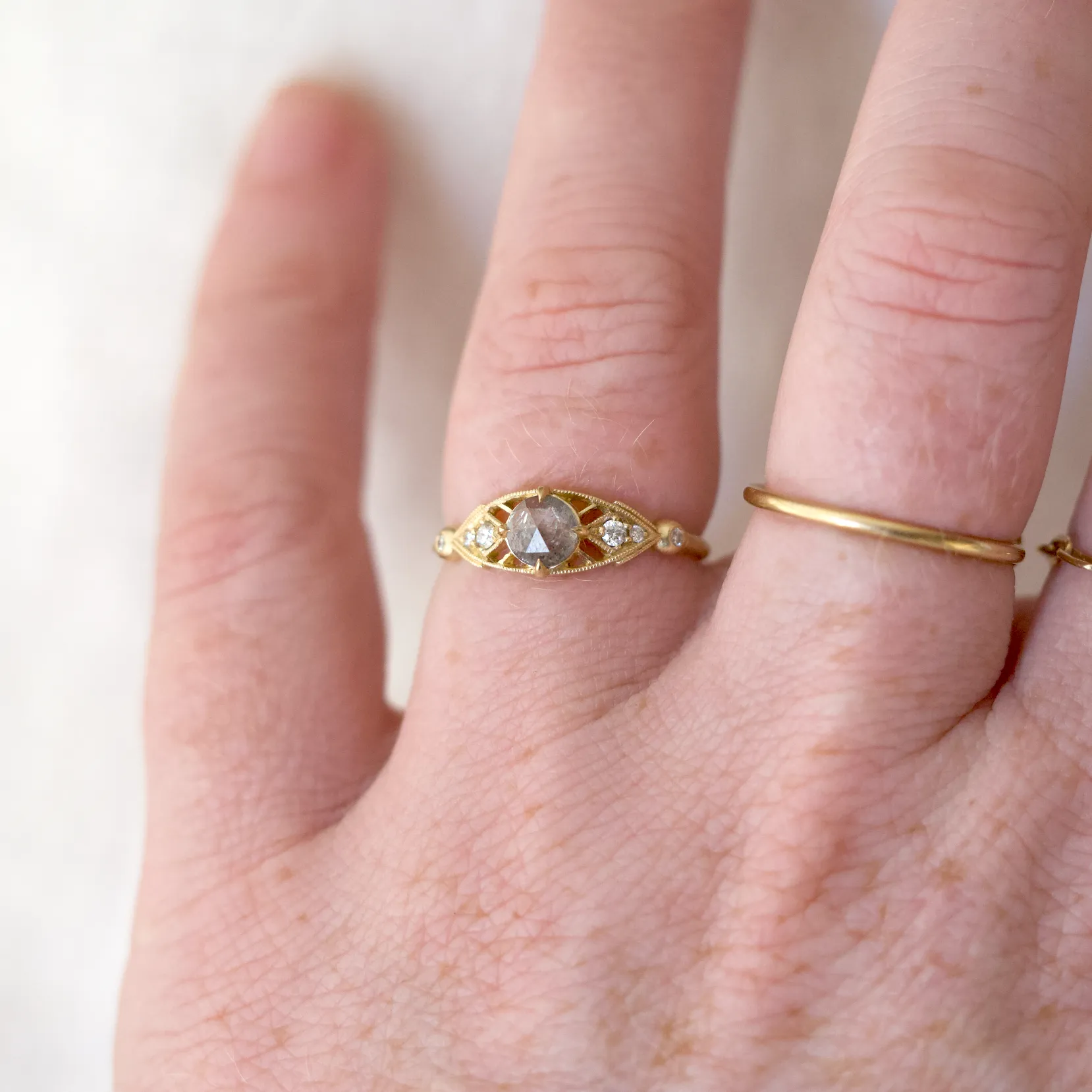 Isadora Ring with Salt and Pepper Diamond