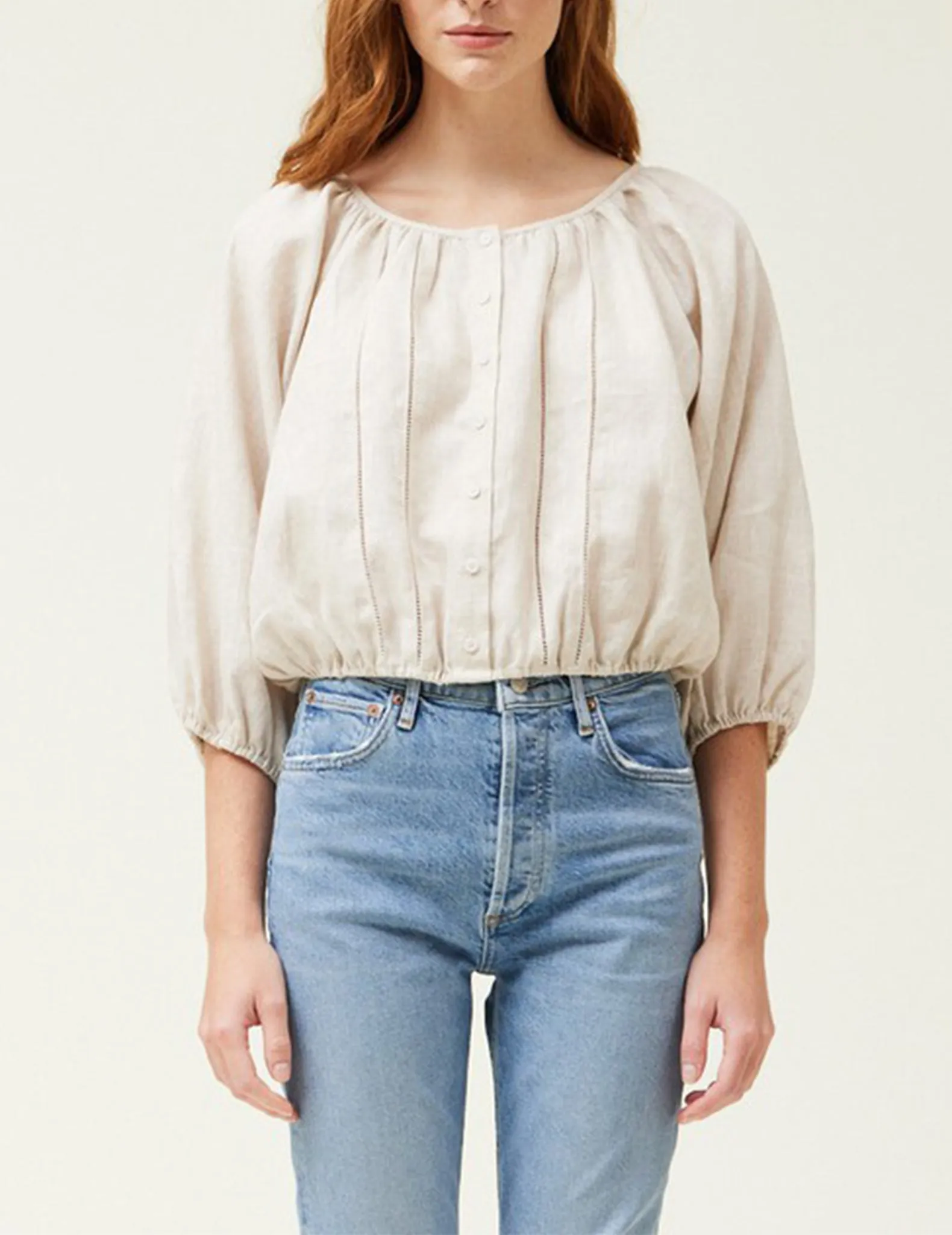 Izara Linen Button Blouse