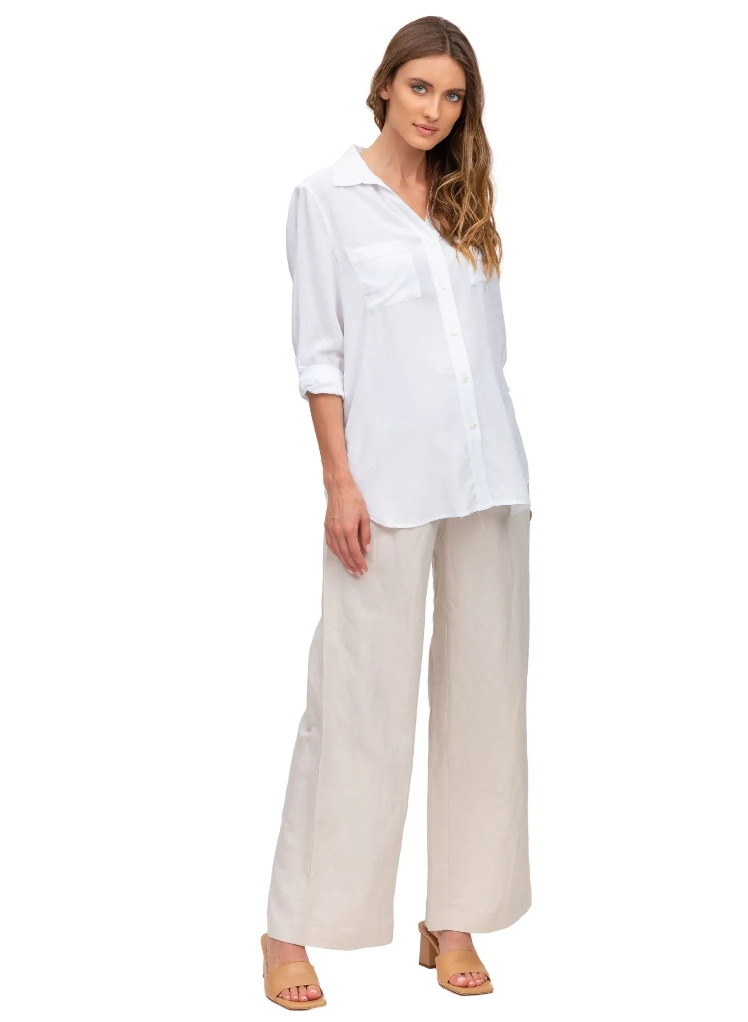 Joseph Linen Maternity Pants - Desert