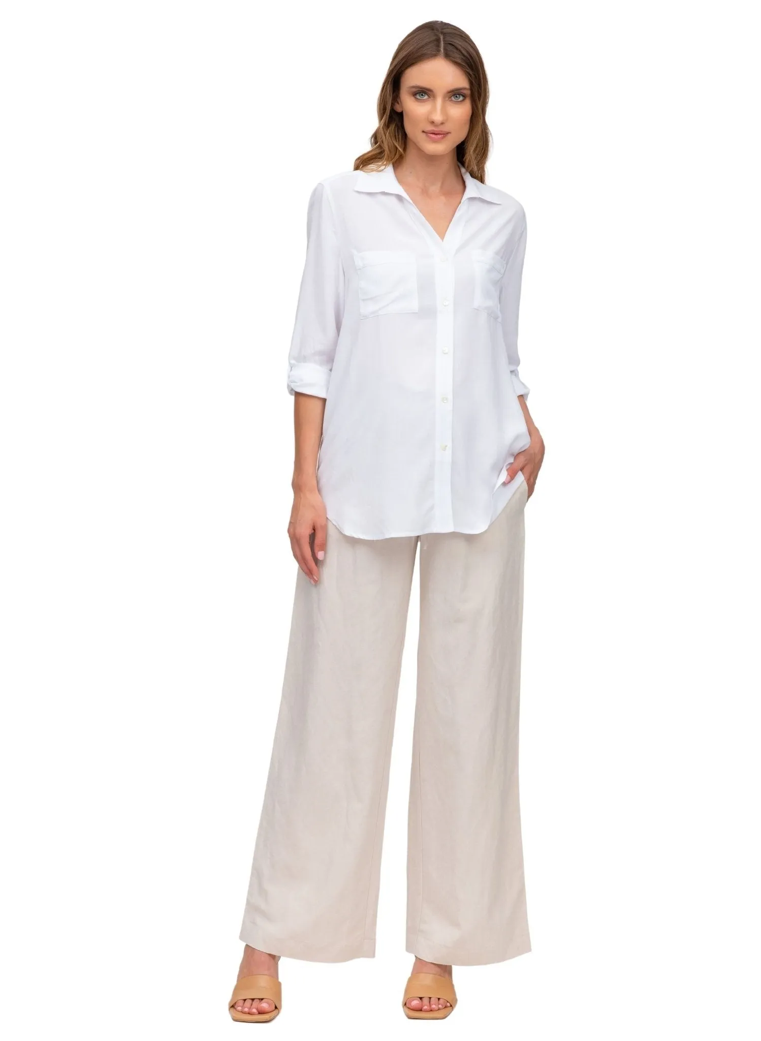 Joseph Linen Maternity Pants - Desert