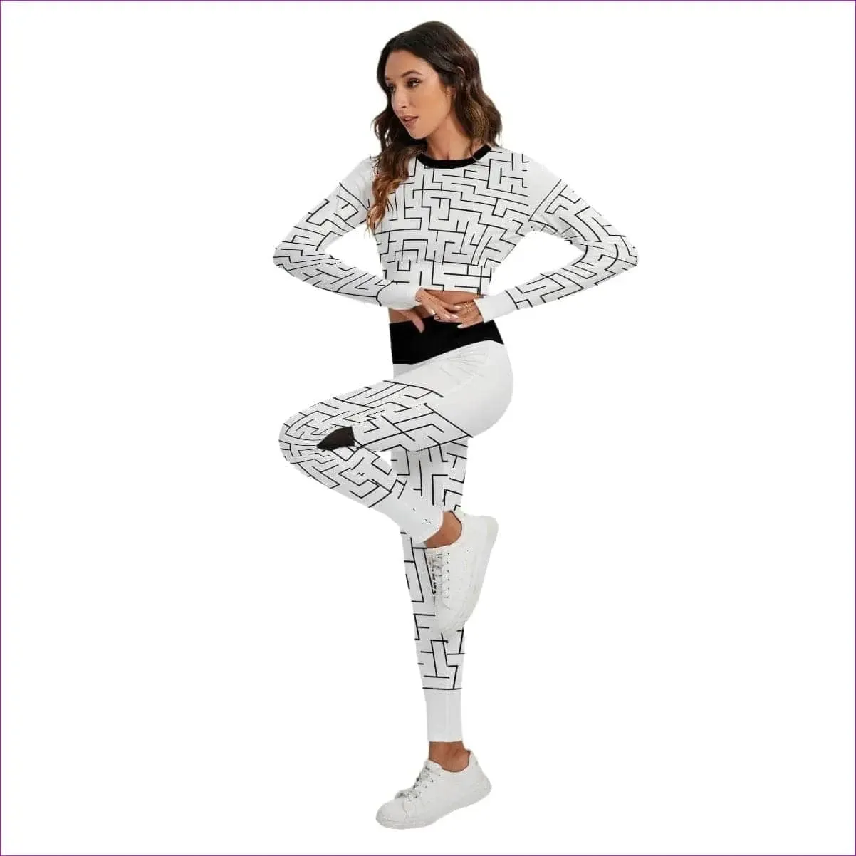 Labyrinth Womens Sport Set With Backless Top And Leggings