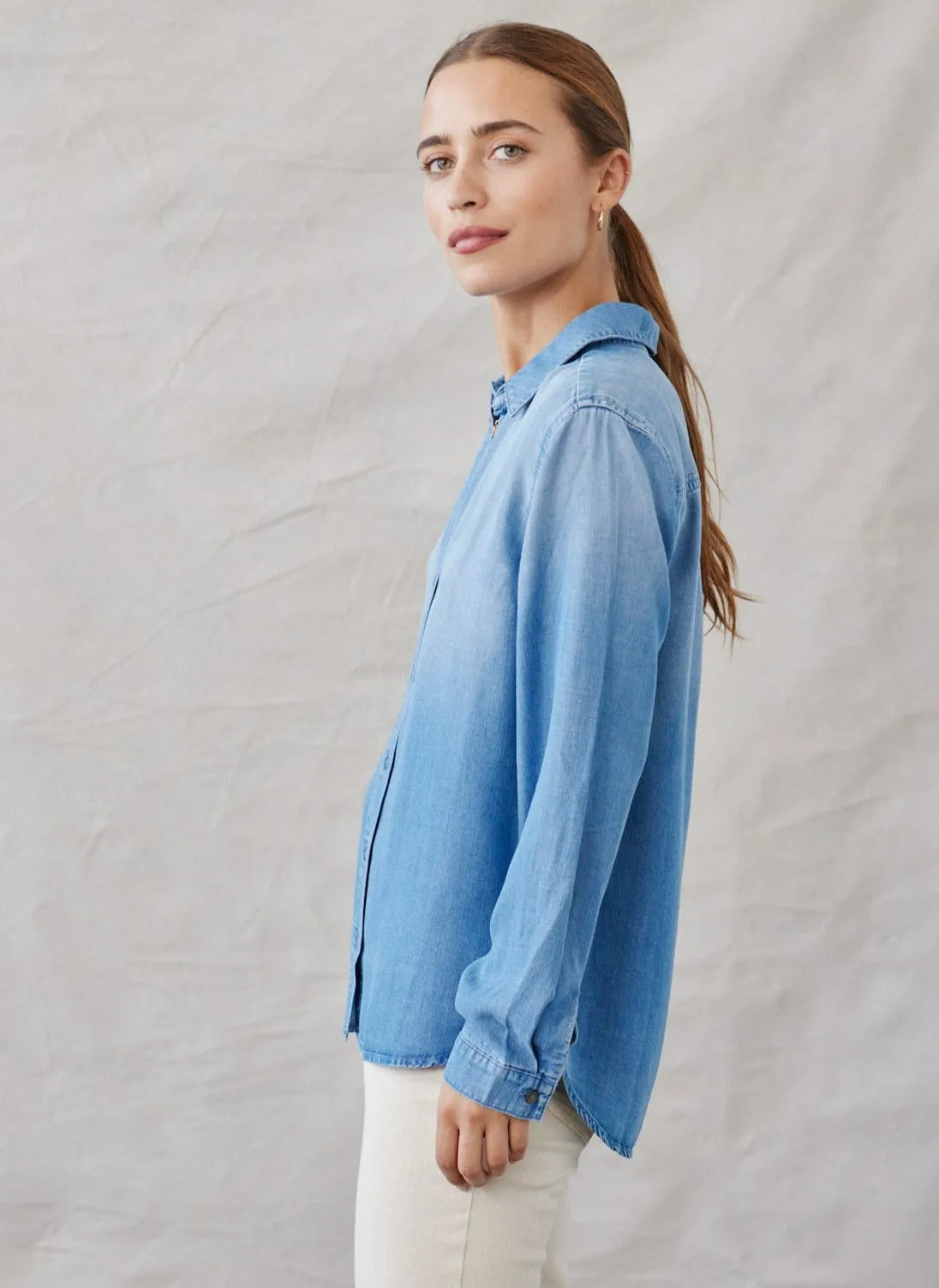 Long Sleeve Classic Button Down - Medium Ombre Wash