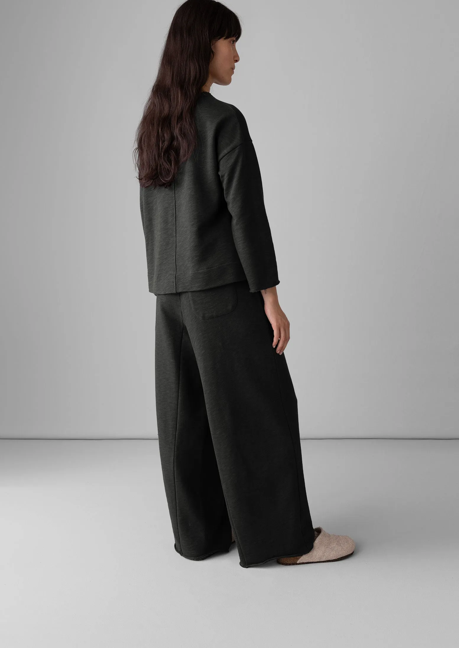 Loop Back Jersey Wide Leg Pants | Charcoal