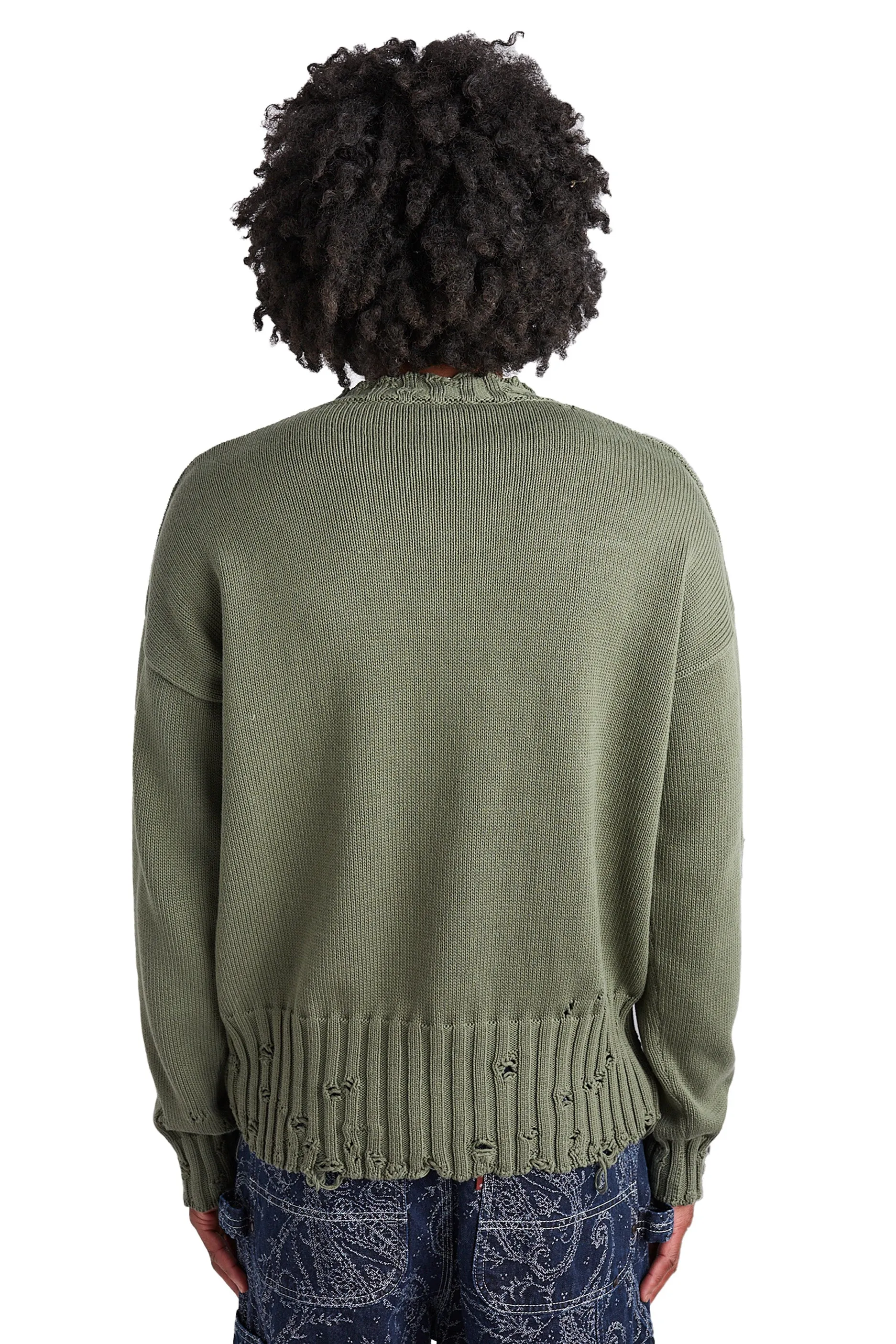 Marni Disheveled Cotton Crewneck Sweater 'Leav Green'