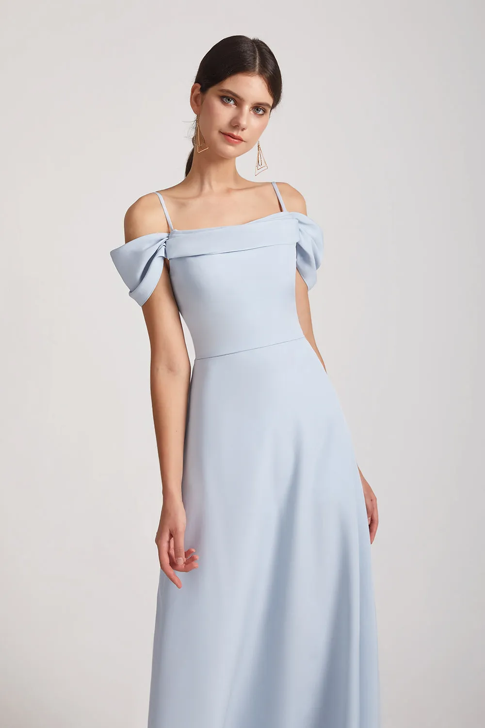 Maxi Length Cold Shoulder A-Line Bridesmaid Dresses (AF0173)