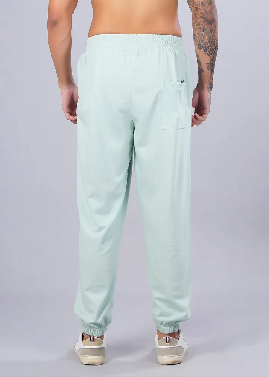 Men Premium Terry Loose Fit Joggers - Mint Green