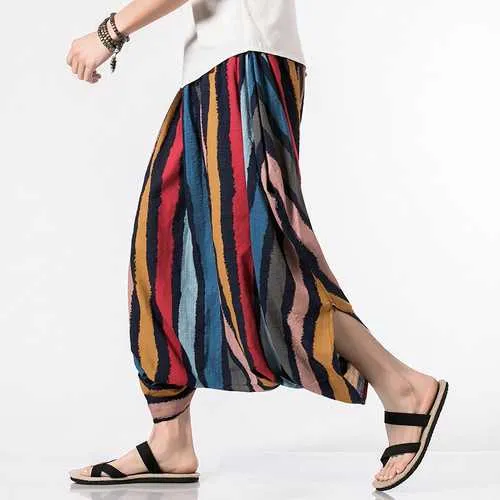 Mens 100% Cotton Crotch Wide Leg Pants