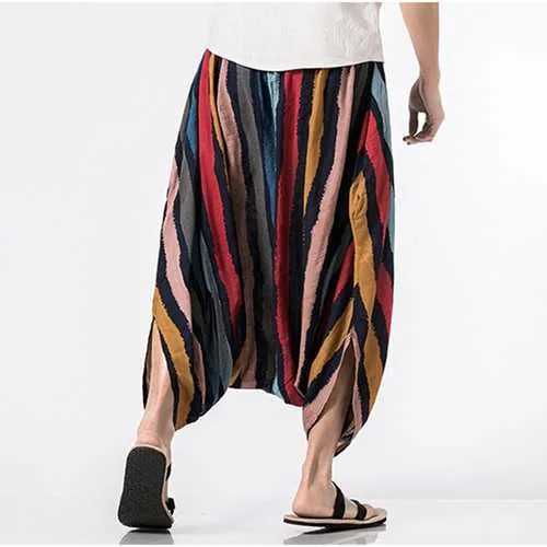 Mens 100% Cotton Crotch Wide Leg Pants