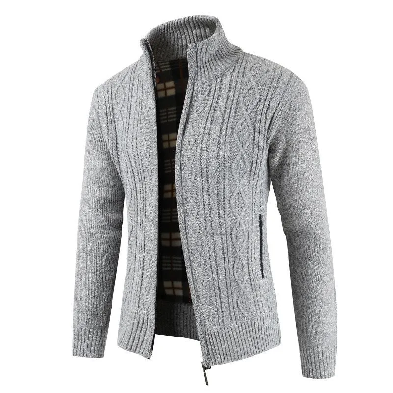 Men's Casual Full Zip Thick Knitted Sweater