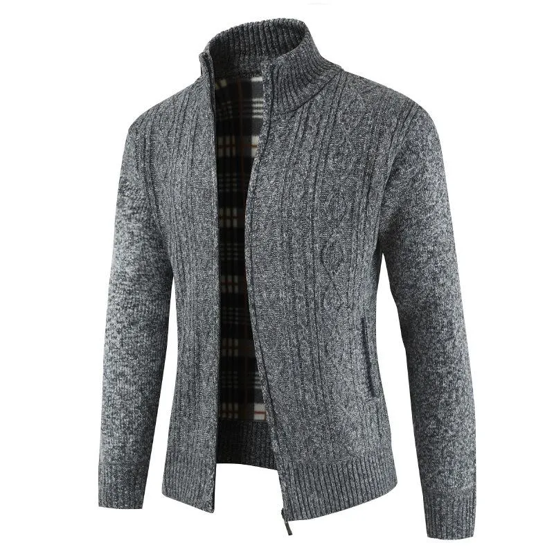 Men's Casual Full Zip Thick Knitted Sweater