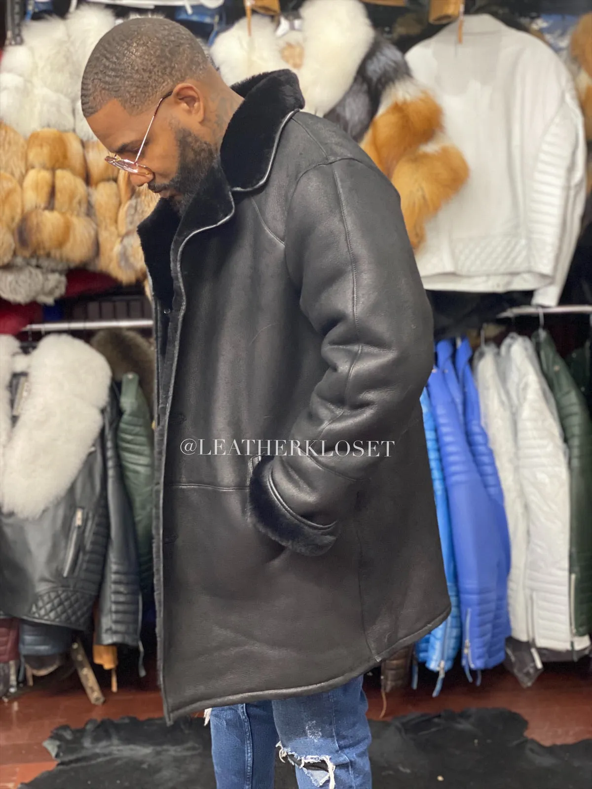 Men's Sheepskin Shearling Car Coat