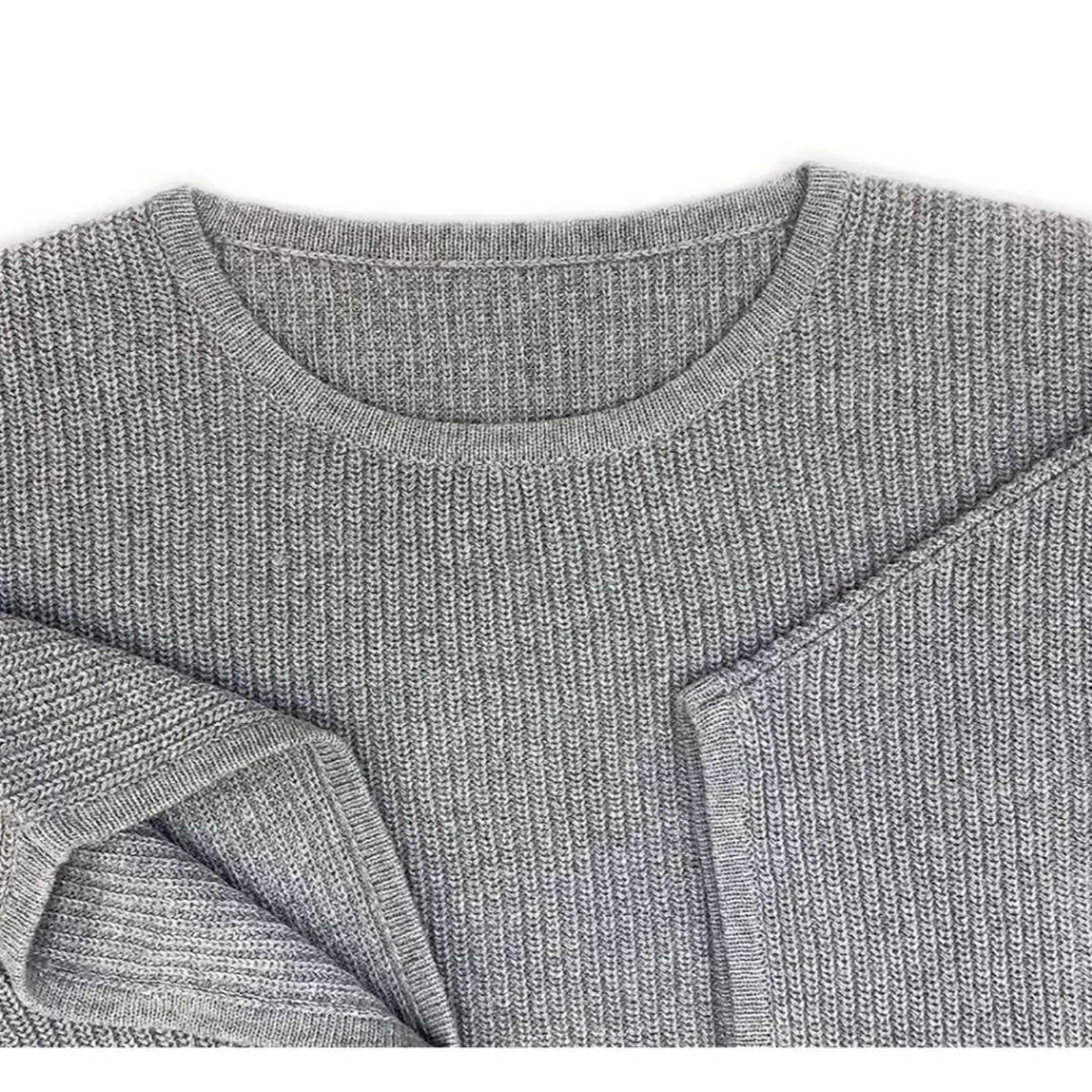 NC Crewneck Batwing Sleeve Knitted Poncho Pullovers Sweater in Grey