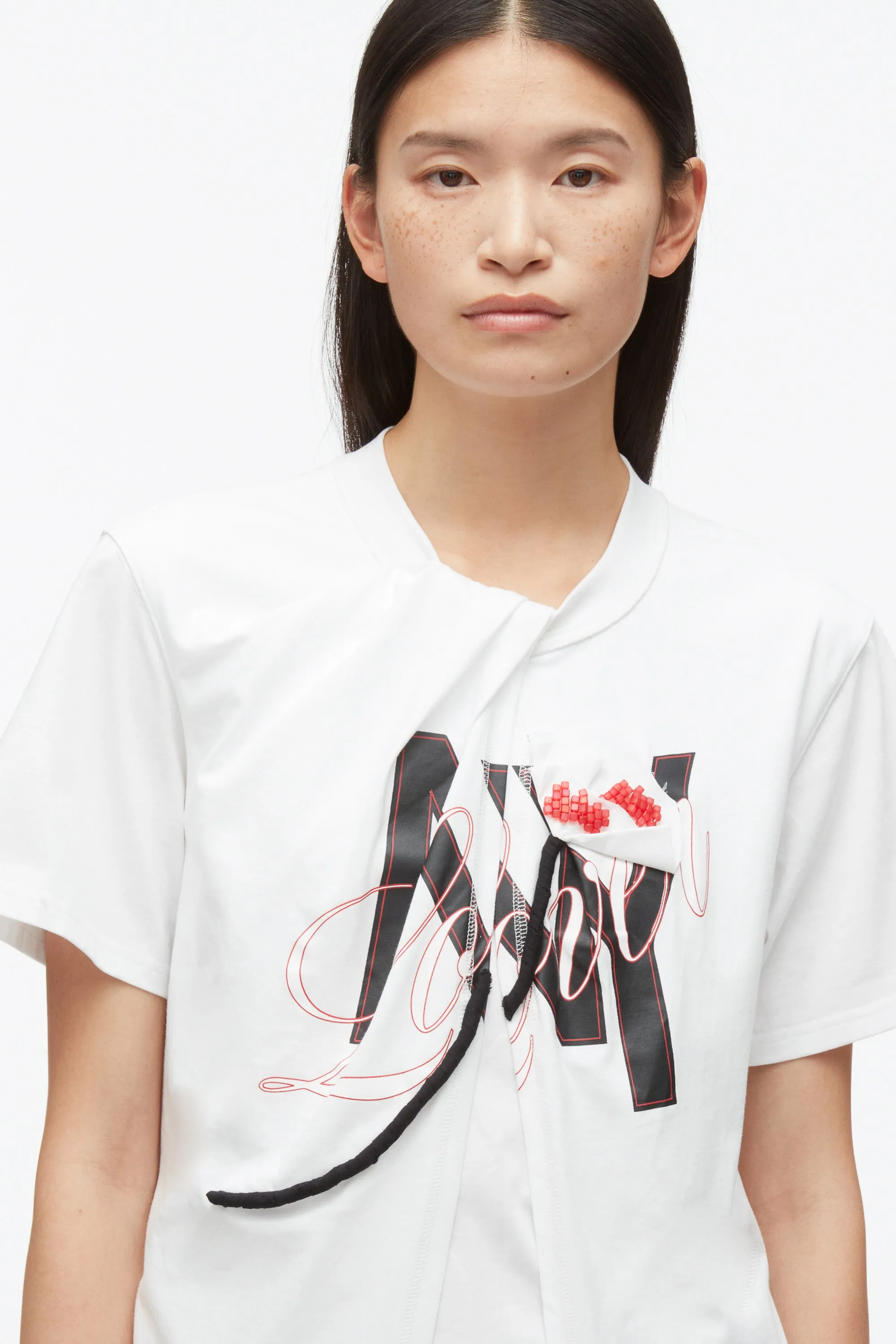 NY Lover Sliced Tee with Poppy Embroidery