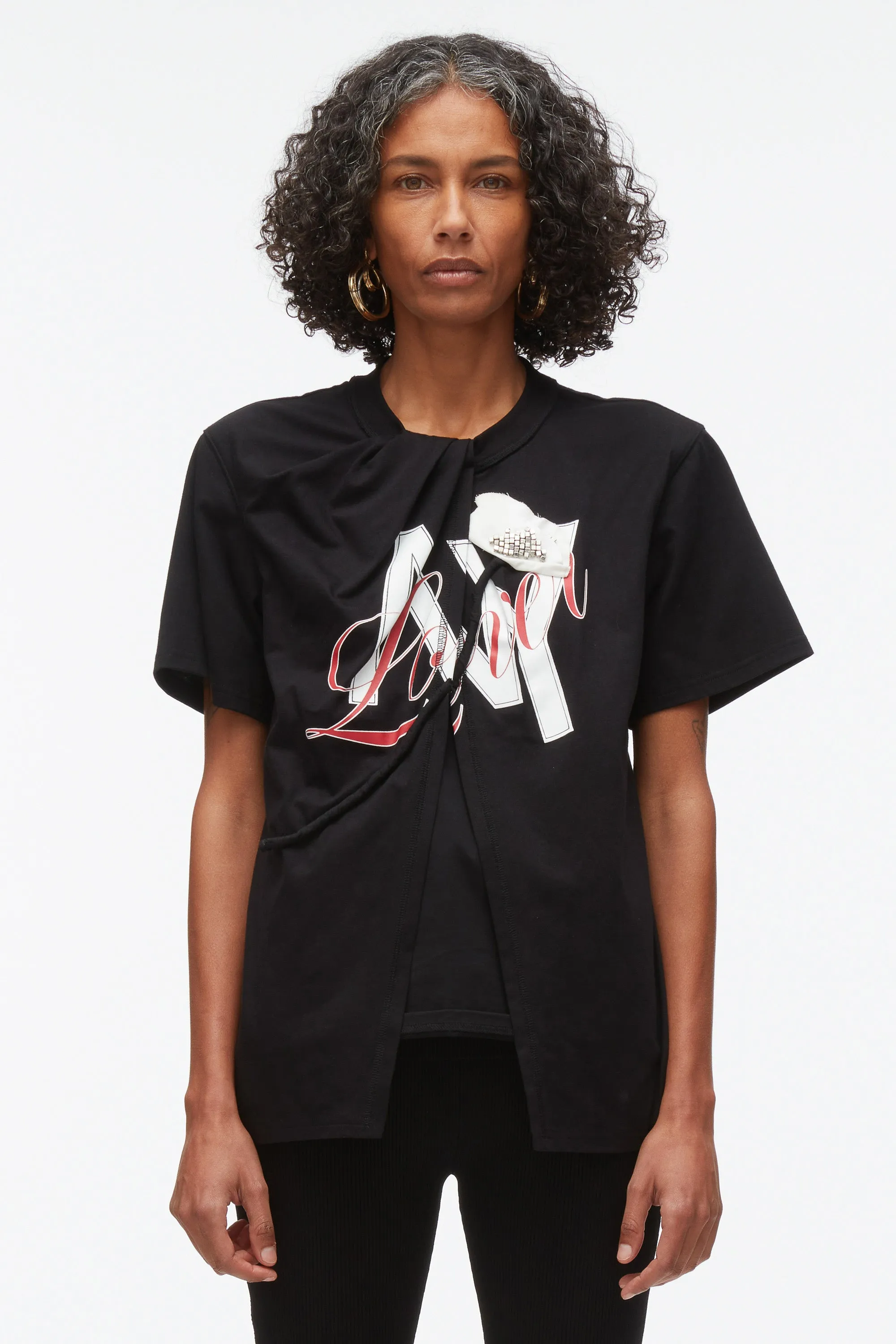 NY Lover Sliced Tee with Poppy Embroidery