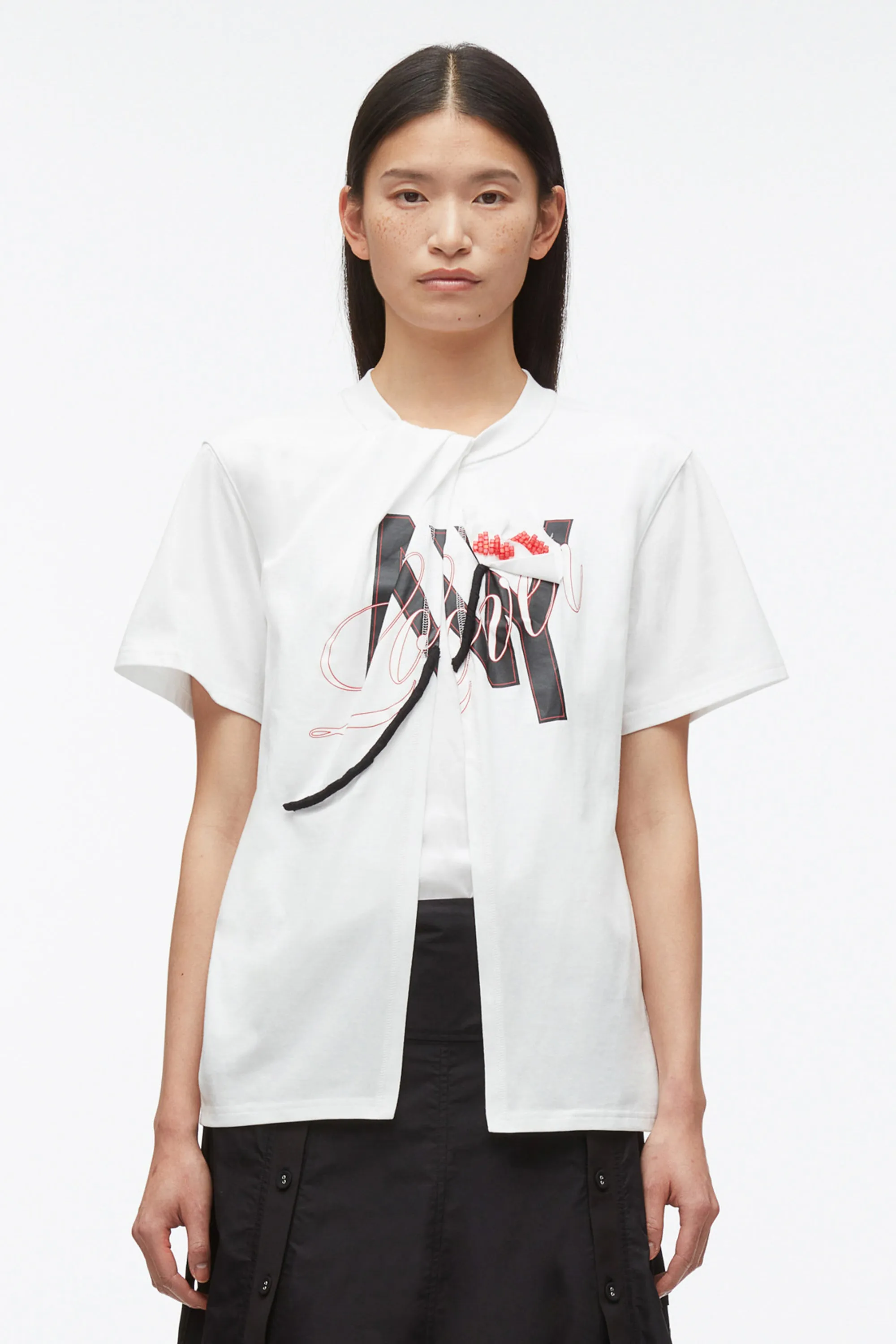 NY Lover Sliced Tee with Poppy Embroidery