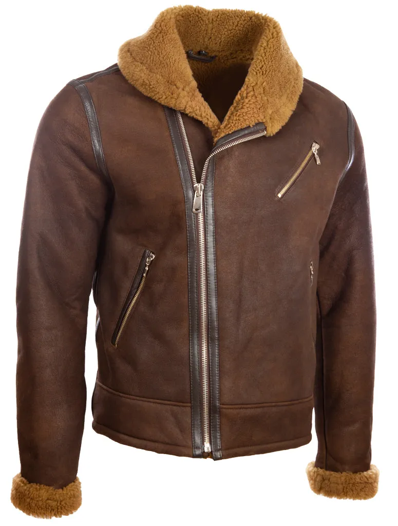 OBRS Men's Shearling Shawl Jacket - Brown/Ginger