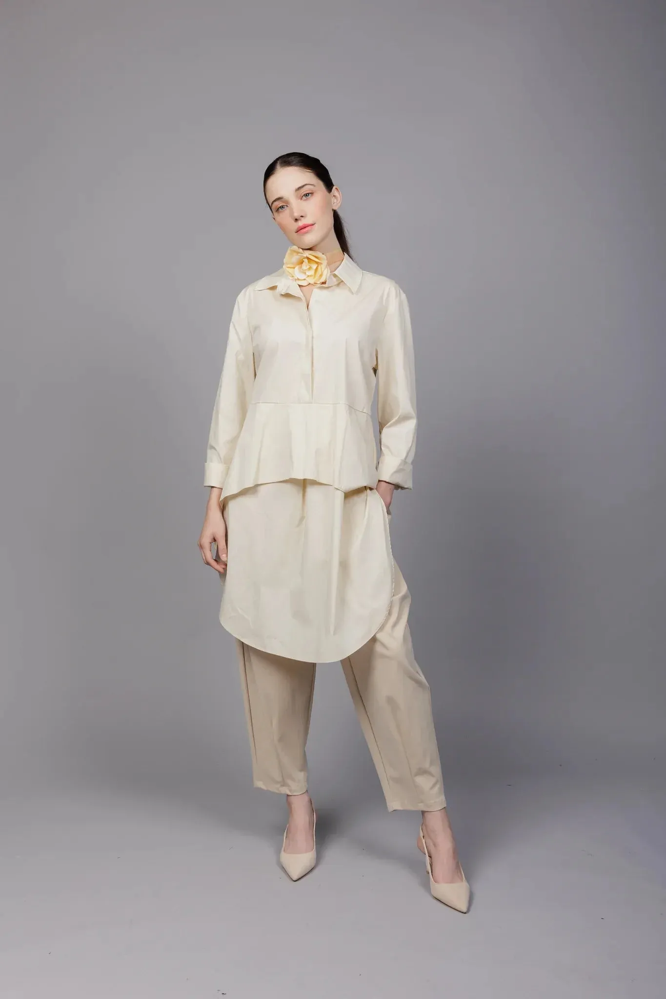 Paolo Tricot, WT791914 Cotton Blend Lantern Pant Beige