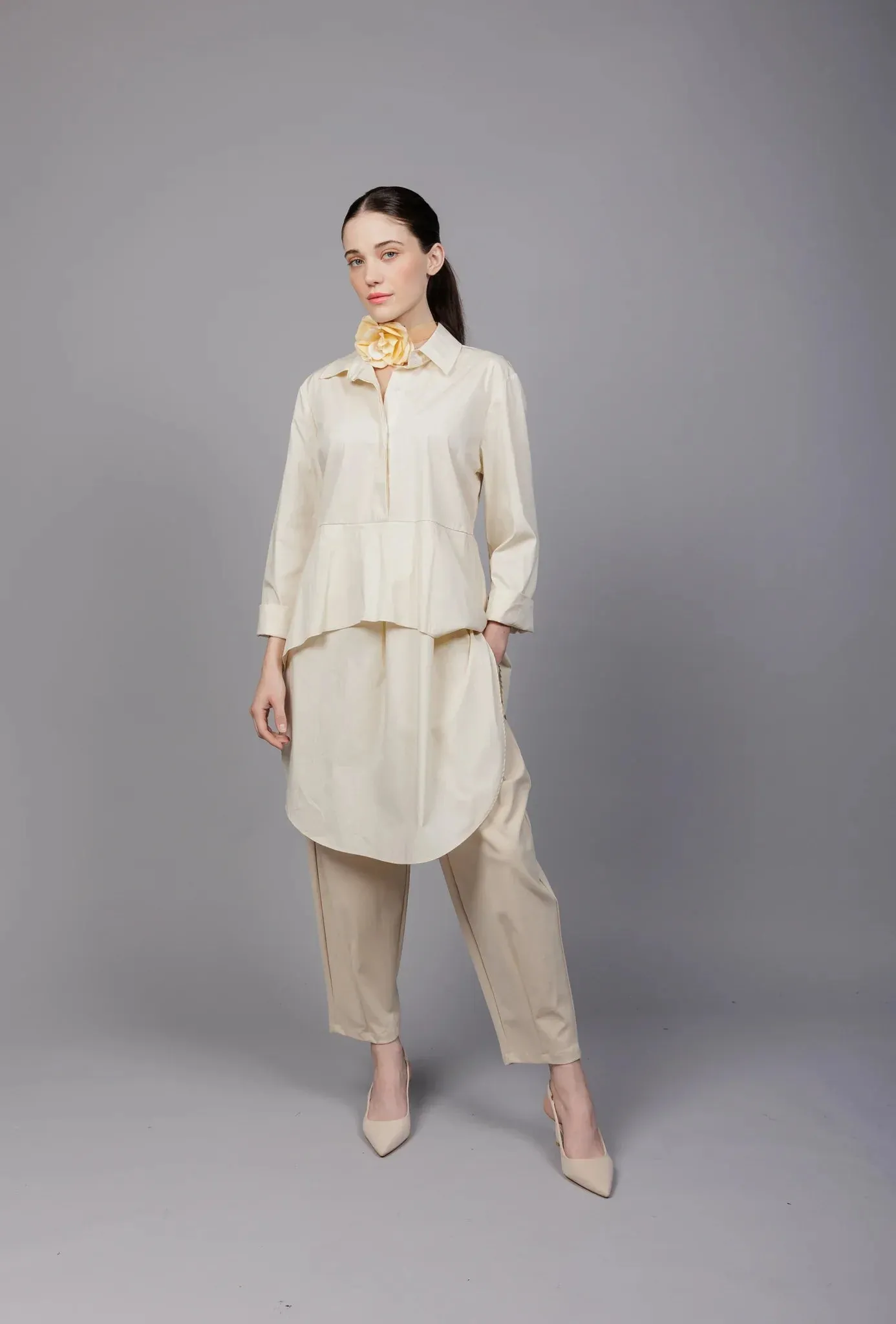 Paolo Tricot, WT791914 Cotton Blend Lantern Pant Beige